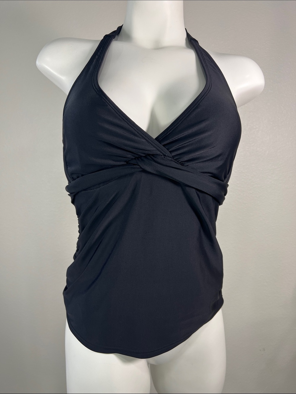 Athleta Black Halter Twist-Front Tankini Top 34B/C